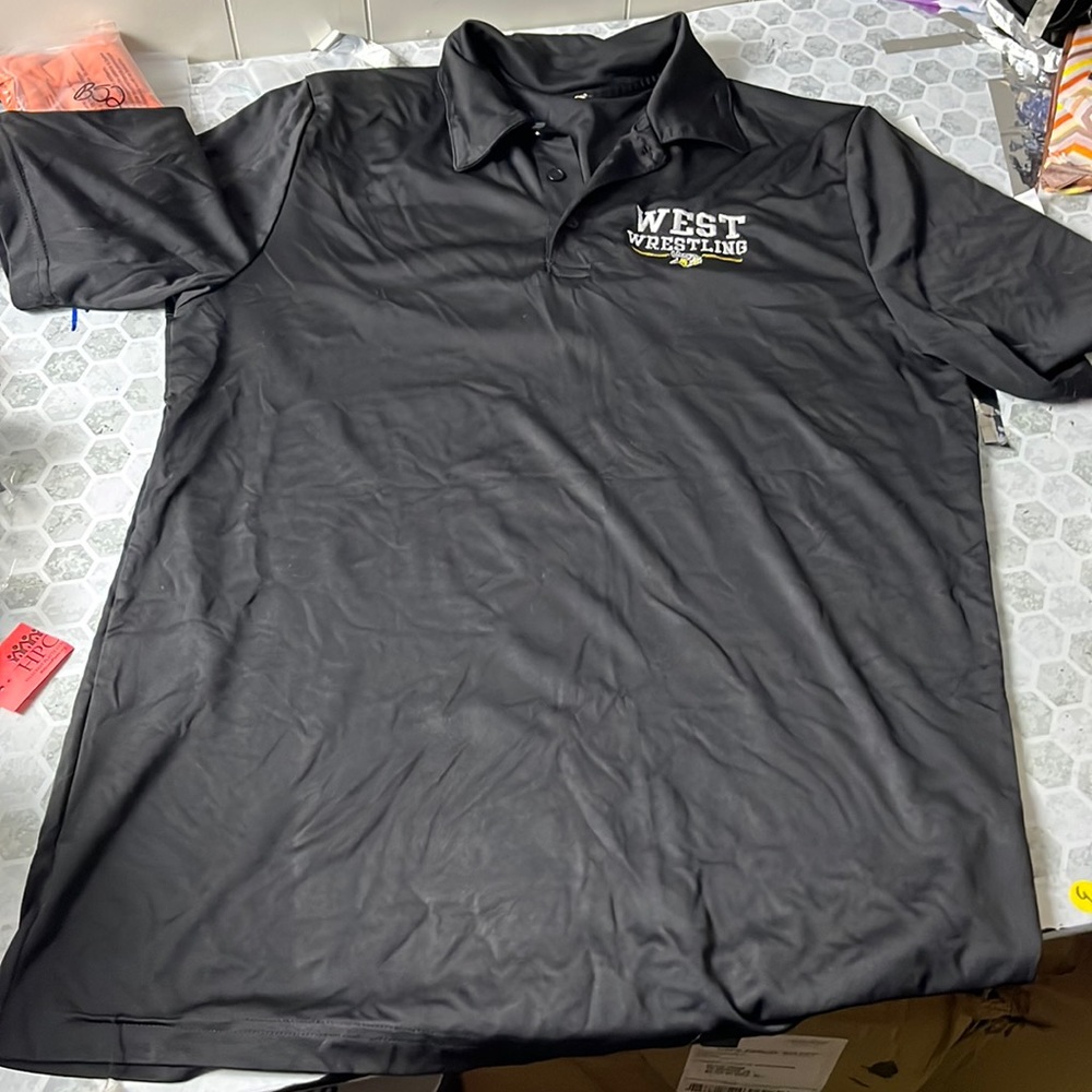 Alo Large Black Short Sleeve West Wrestling Polo Shirt